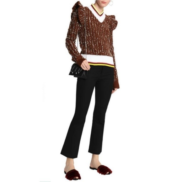 Marco de Vincenzo Bouclé V Neck Brown Sweater - Picture 3 of 8